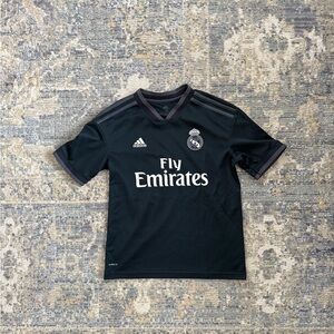 Adidas Kids Real Madrid Black Soccer Jersey with White Accents